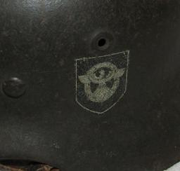 Double Decal M-42 Nazi Police Combat Helmet W/Liner/Chin Strap