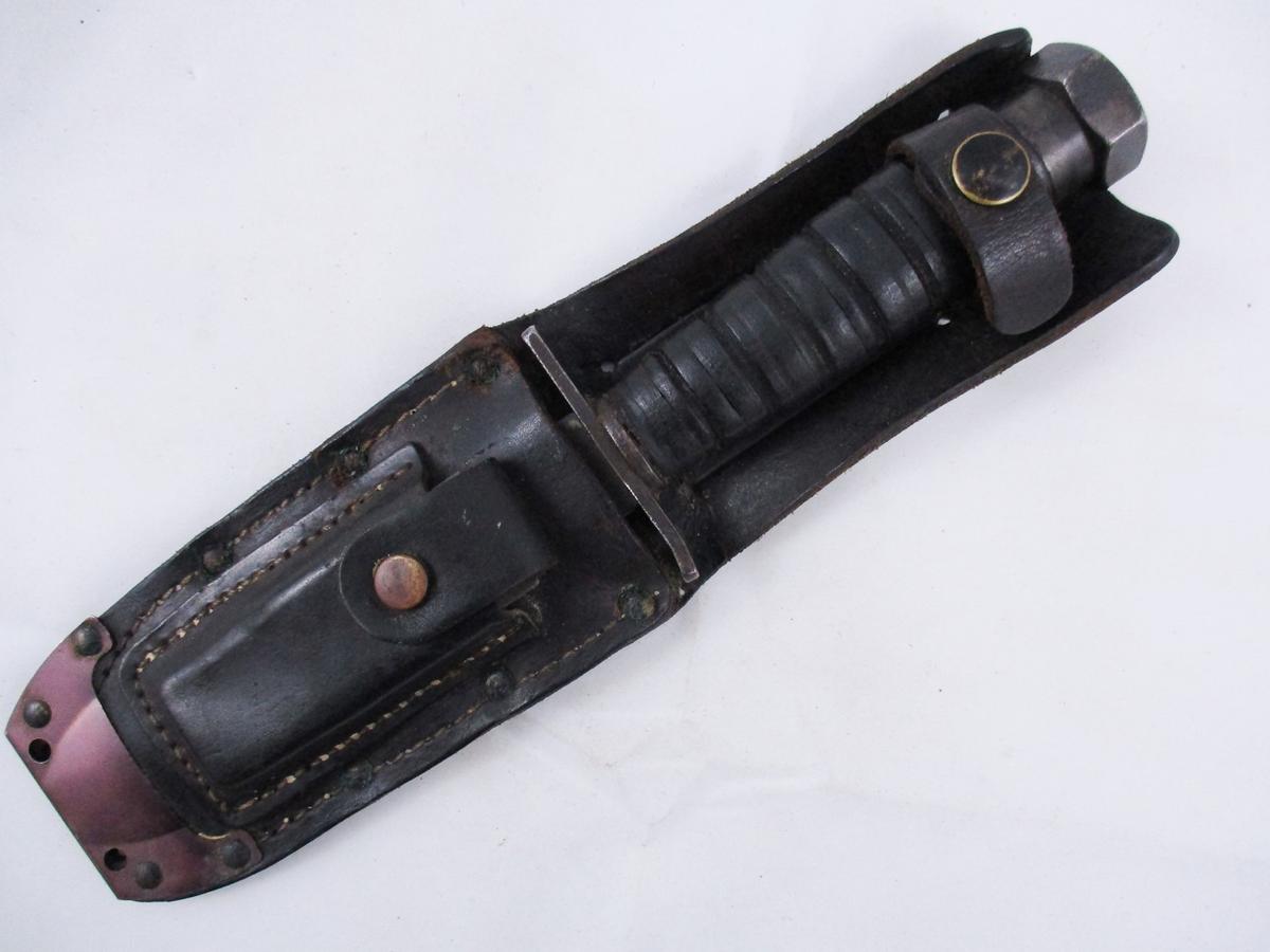 Camillus Pilot Survival Knife (10-1983)w/Leather Sheath and Sharping Stone