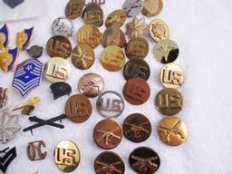 100+ pcs. Misc. Military Insignia/Collar Discs - Some Screw Back