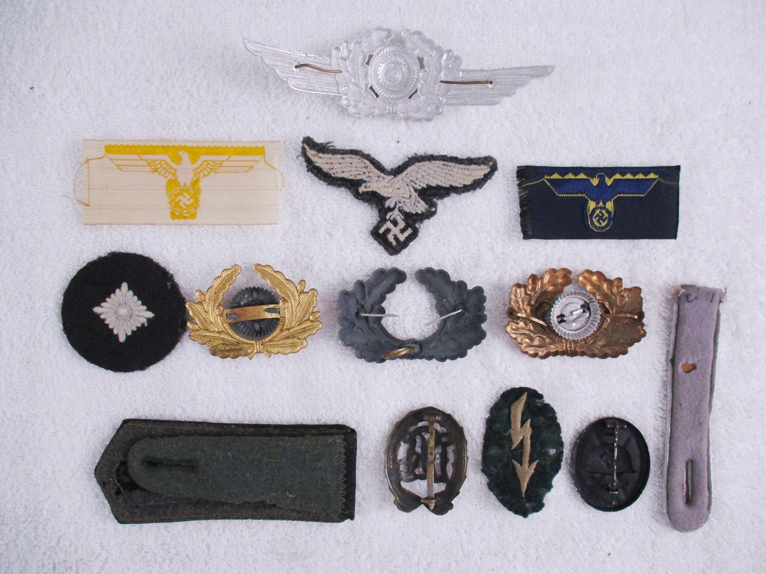 13pcs-Misc WW2 German Cap/Uniform Insignia