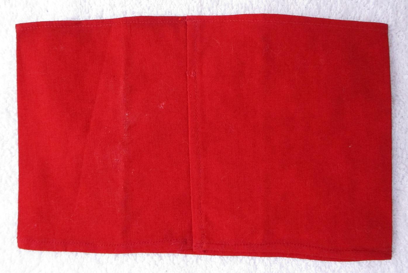NSDAP Armband-Printed Swastika On White Circular Field Sewn To Red Cotton Base.