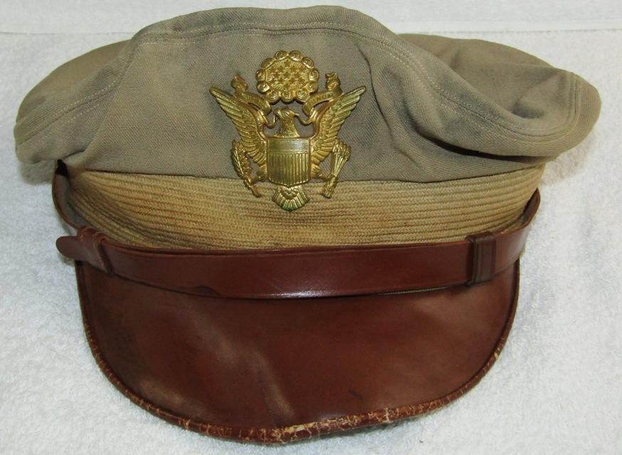 WW2 US Army/Army Air Corp Officer's "True" Khaki Crusher Visor Cap-Named