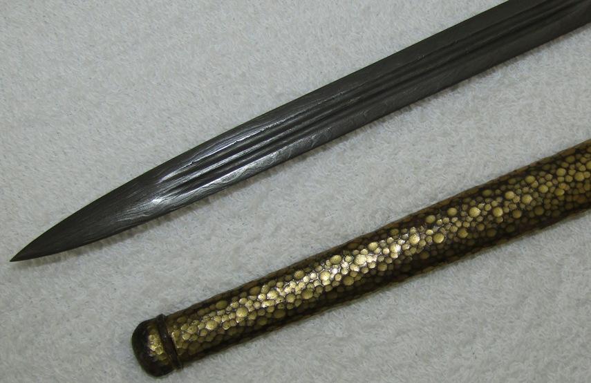 Scarce WW1/WW2 Kreigsmarine Officer's Transitional Dagger-Damascus Blade-"Bone" Grip