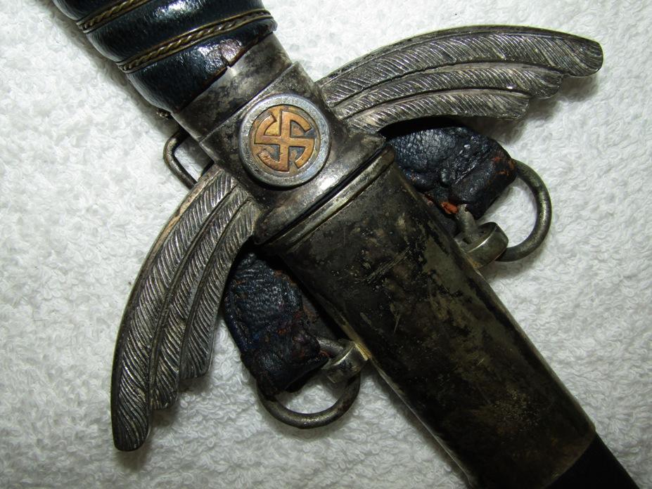 Luftwaffe Officer's dress Sword With Scabbard-Early Nickel Silver Fittings.