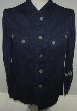 Rare WW2 Period TENO Work Jacket (Drillich) With Cuff Title-Dark Blue HBT