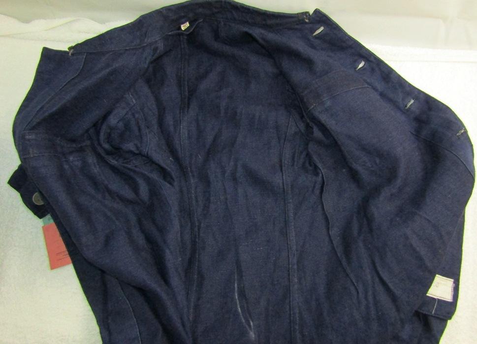 Rare WW2 Period TENO Work Jacket (Drillich) With Cuff Title-Dark Blue HBT