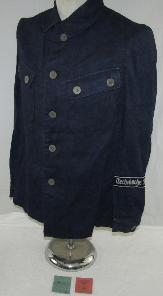 Rare WW2 Period TENO Work Jacket (Drillich) With Cuff Title-Dark Blue HBT