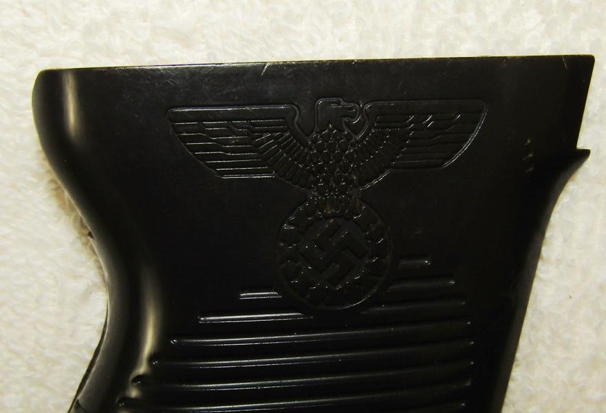 Black Plastic P38 Grips With Political Eagle Embossing