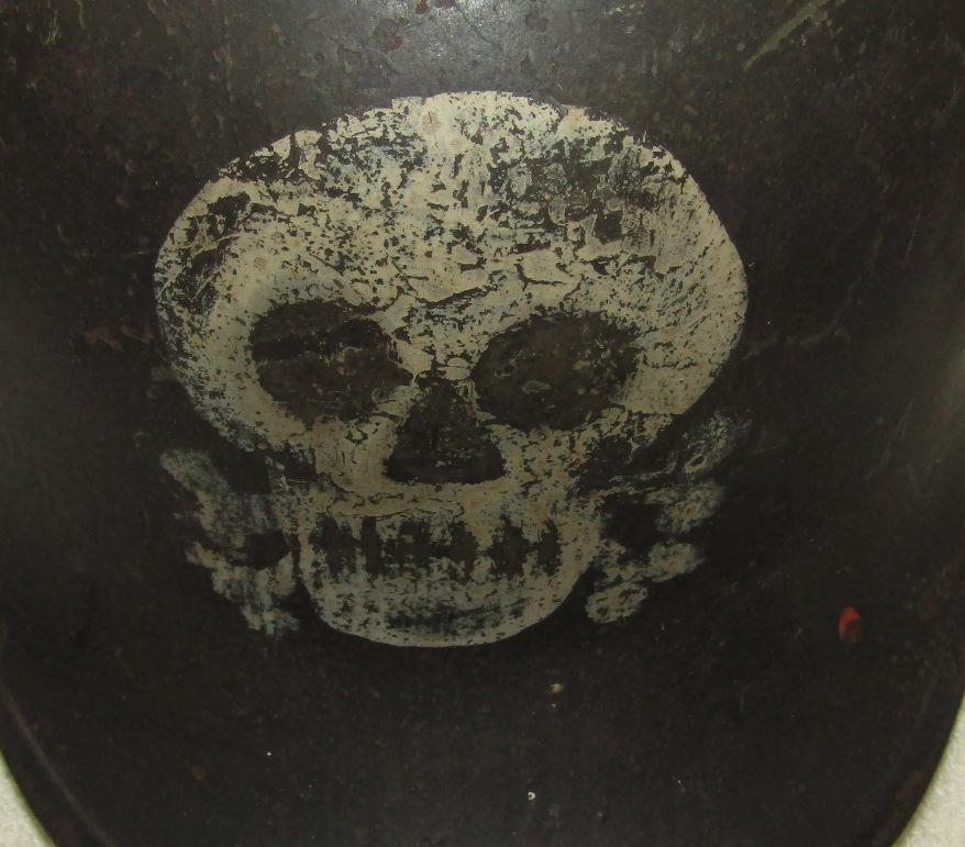 Early Freikorps M16 German Helmet With Applied Spike Base/Hand Painted Skull