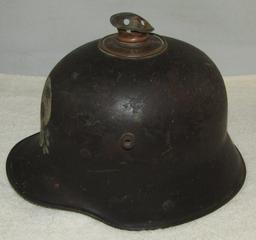 Early Freikorps M16 German Helmet With Applied Spike Base/Hand Painted Skull