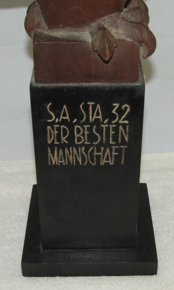 Extremely Rare Early Third Reich SA Unit Award Trophy-Hand Carved Eagle