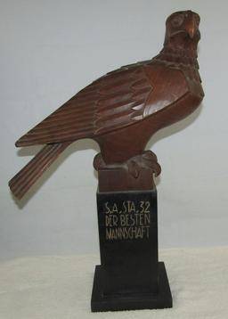 Extremely Rare Early Third Reich SA Unit Award Trophy-Hand Carved Eagle