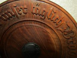 Early WW2 Hand Carved Wood "Plate" With German Soldier Device-Lord's Prayer