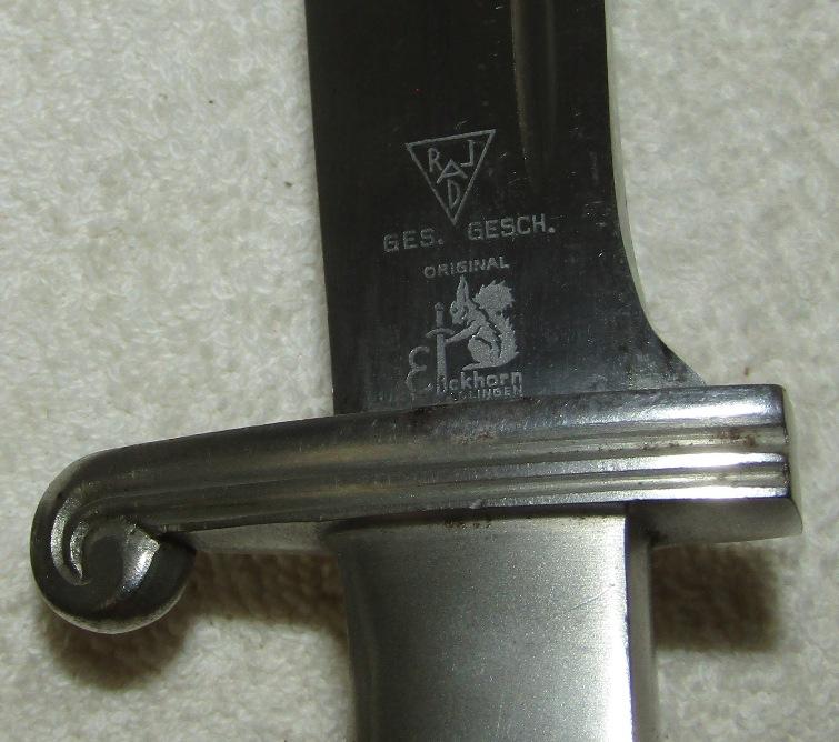 RAD Enlisted Hewer With Scabbard-Eickhorn Maker Mark