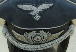 Luftwaffe Officer's Visor Hat-Bullion Insignia-Pekuro