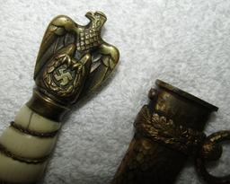 Scarce WW1/WW2 Kreigsmarine Officer's Transitional Dagger-Damascus Blade-"Bone" Grip