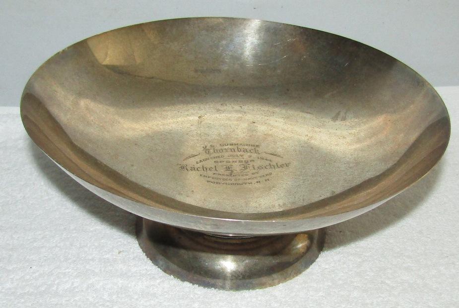 Rare WW2 Period Sponsor Dedicated Sterling Compote-U.S. Submarine "Thornback" Dated 1944