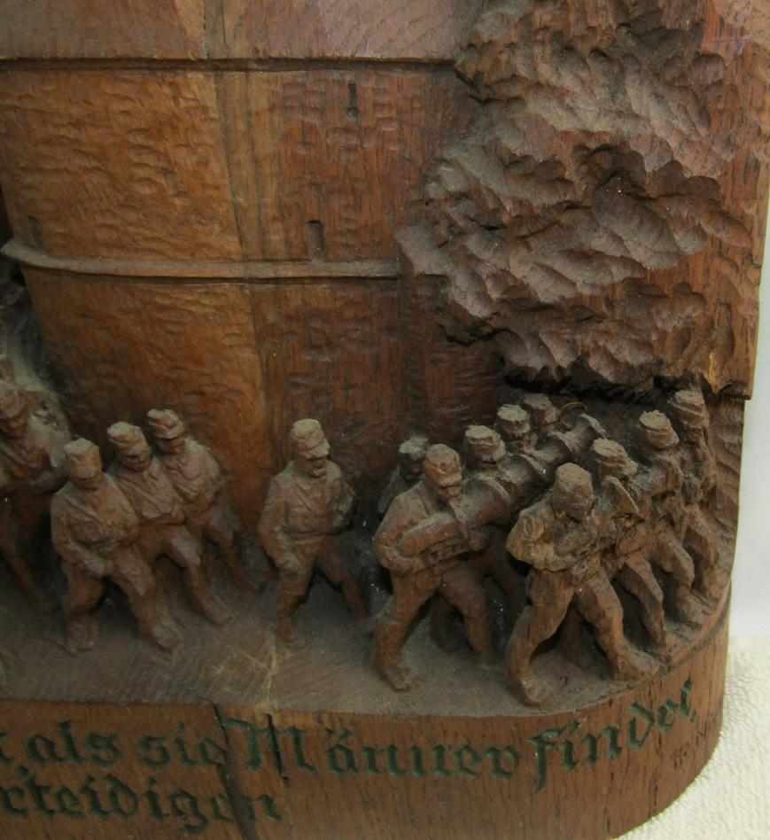 Exquisite Early 3rd Reich Hand Carved Wood 3-D Mural-SA Soldiers Marching With DE Standarte