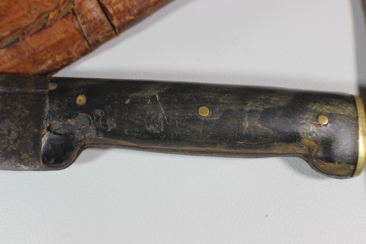 Early Cast Steel Sheffield Hunting Knife W/ Horn Handle & Unmarked Hatchet.
