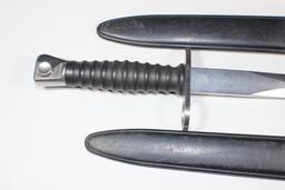 Lot of 2 Swiss M1957 Bayonets.  For the Stgw 57. Good Condition. With Scabbards. No Frogs.