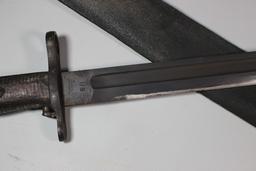 US WW1 M1905 Bayonet By Springfield.  1918 Dated. With Rare Navy Dyed Blue Canvas Scabbard Cover.