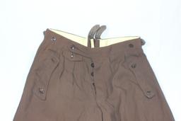 WW2 Italian Made Brown Gabardine Pantaloons. Size Marked 46. NSKK/Hitler Youth