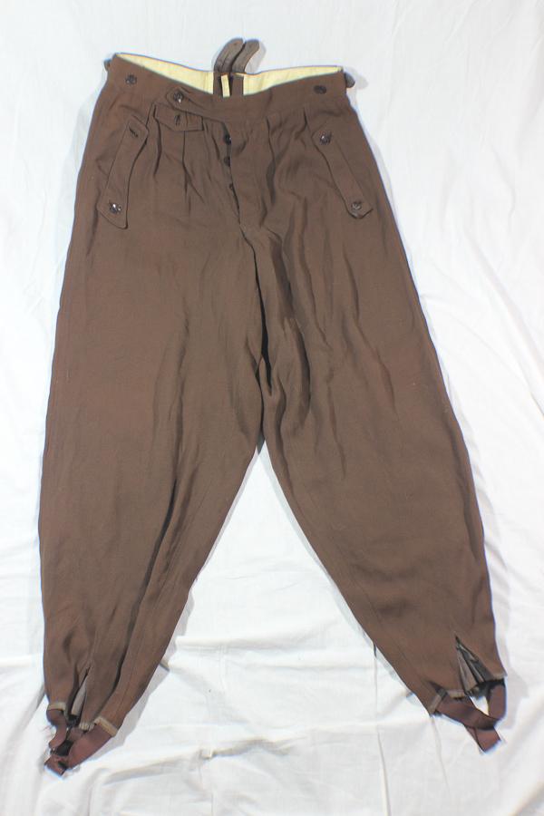 WW2 Italian Made Brown Gabardine Pantaloons. Size Marked 46. NSKK/Hitler Youth