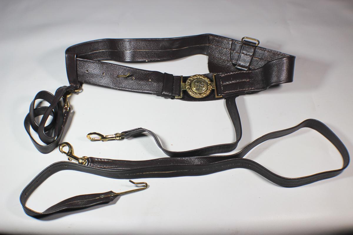 Older Reenactor's CSA Confederate Officer's Leather Belt, Sword Hanger, and Rifle Sling.