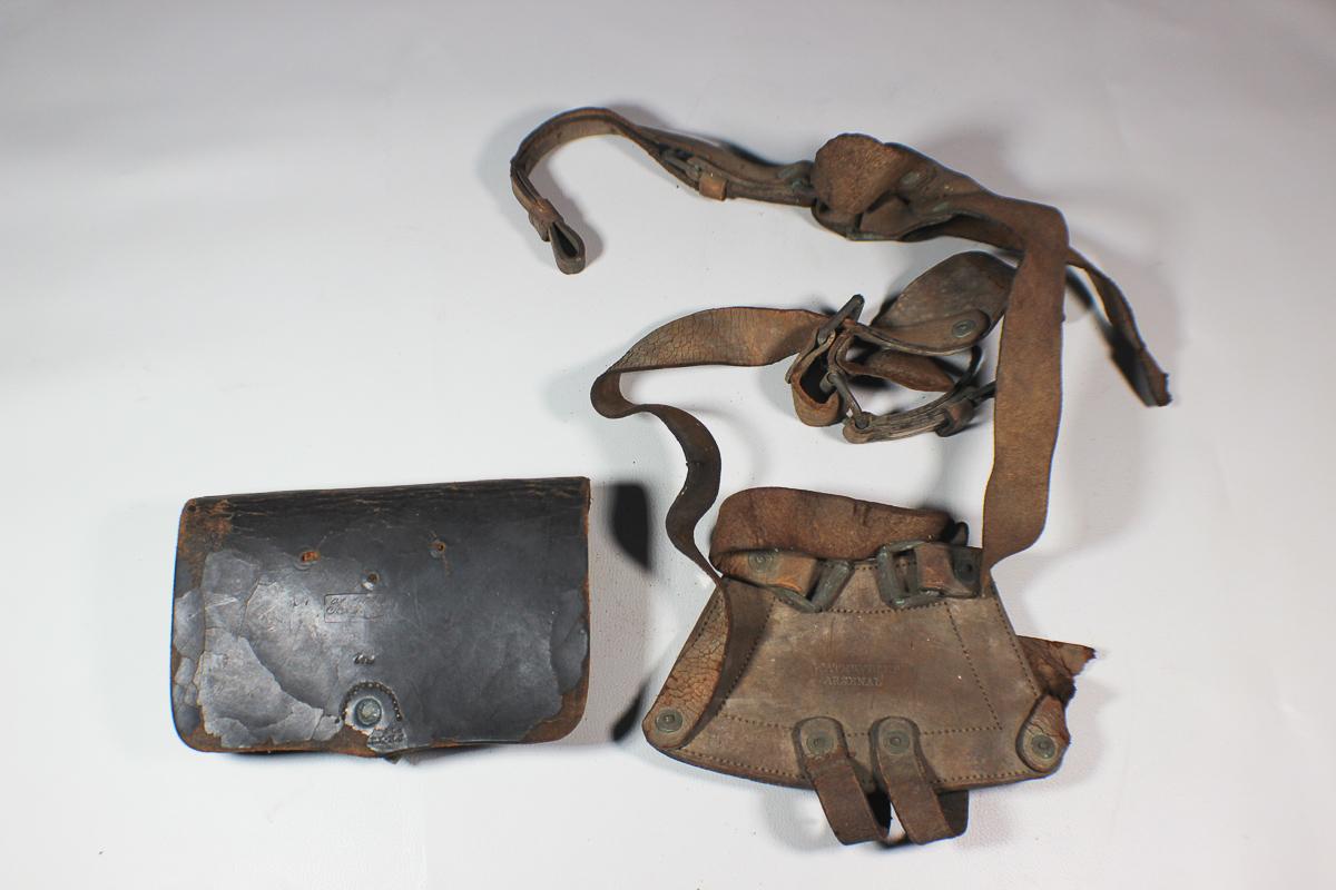 Indian Wars Period Waterliviet Arsenal Equipment or Sword Hanger & Named Cartridge Box.
