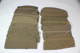 US WW2 Lot of 11 OD Green Wool Overseas Garrison Caps