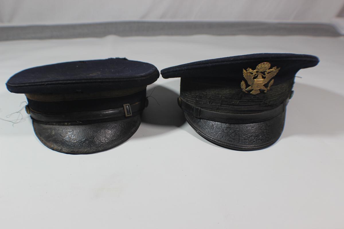 Lot of 2 US Spanish American War Army Visor Caps. 1 Enlisted. 1 Officer.