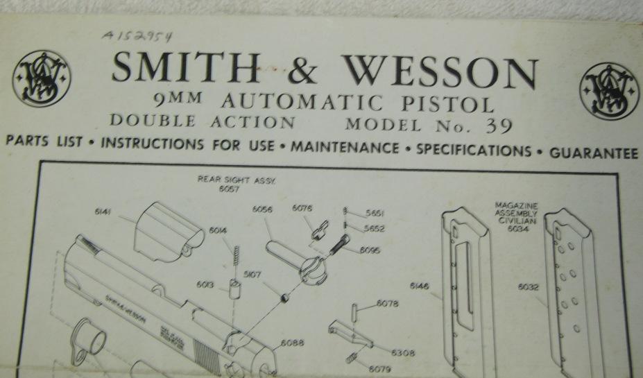 Smith & Wesson Model 39-2 Semi Auto 9mm Pistol With Box