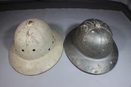 Lot of 2 US WW2 Sun Pith Helmets. District of Washington Civil Defense & Scarce White HAWLEY.