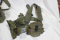 Lot of 3 US Vietnam Era Rifleman's Belts W/ Suspenders & Various Kit.