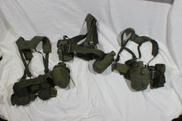 Lot of 3 US Vietnam Era Rifleman's Belts W/ Suspenders & Various Kit.