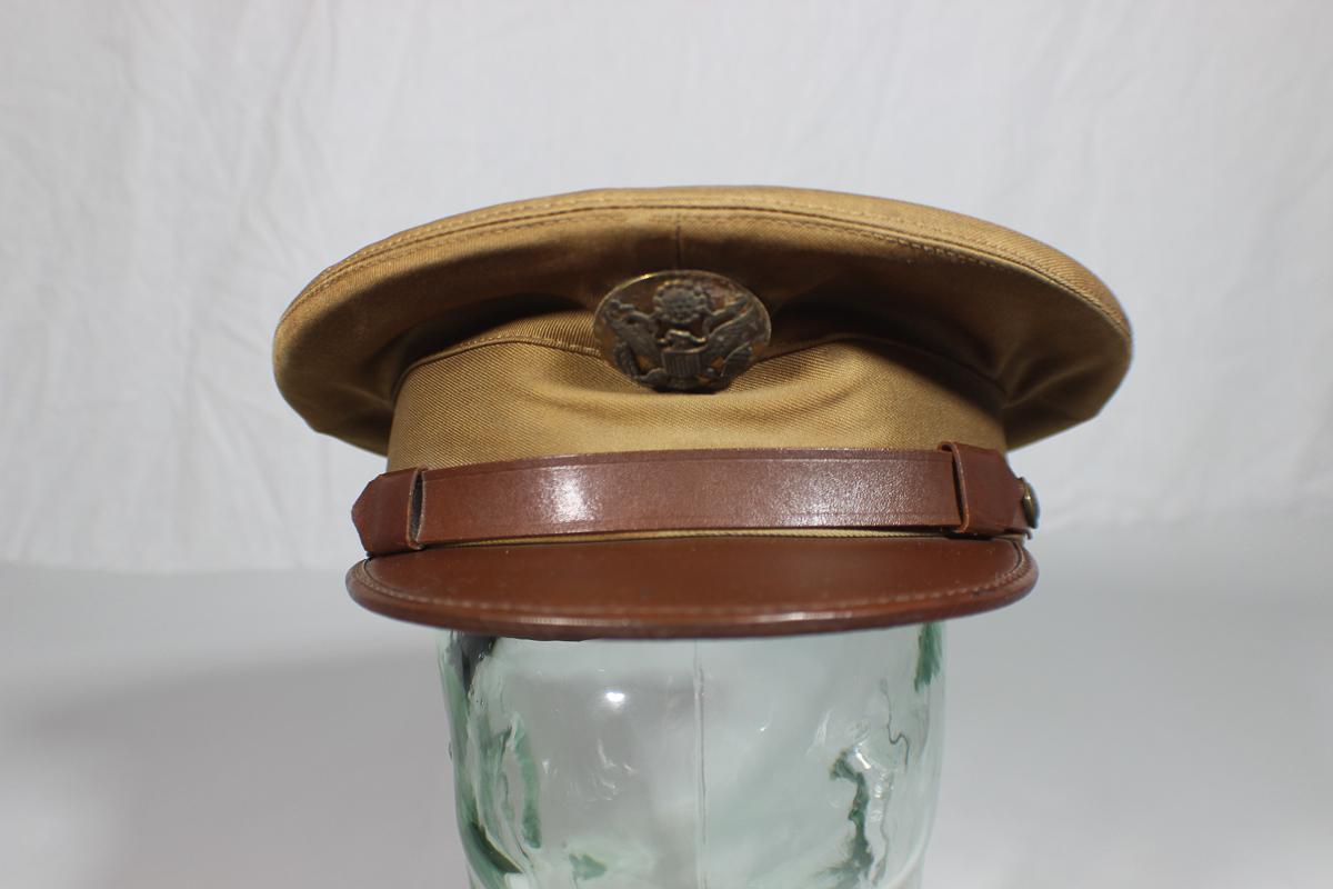 US WW2 Army Enlisted Khaki Visor Hat Cap. Unmarked. Pre War.