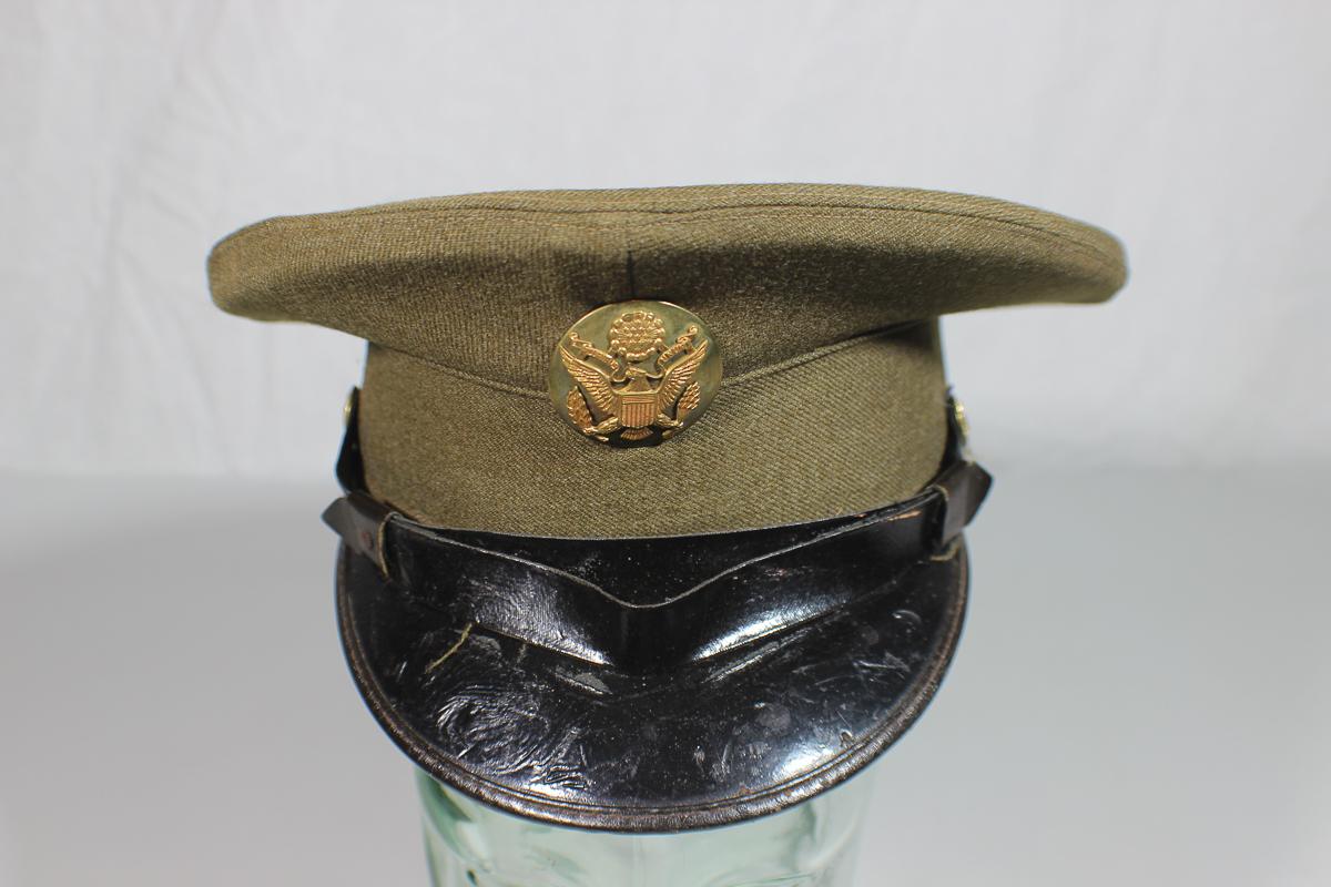 US Post WW2 Army Enlisted Visor Hat Cap. 6 3/4 Black Bill.