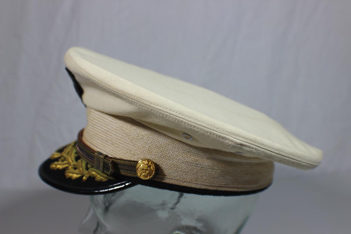 Rare US Pre WW2 Army Field Grade Officer's Mess Dress White Visor Hat Cap. Named To Colonel.