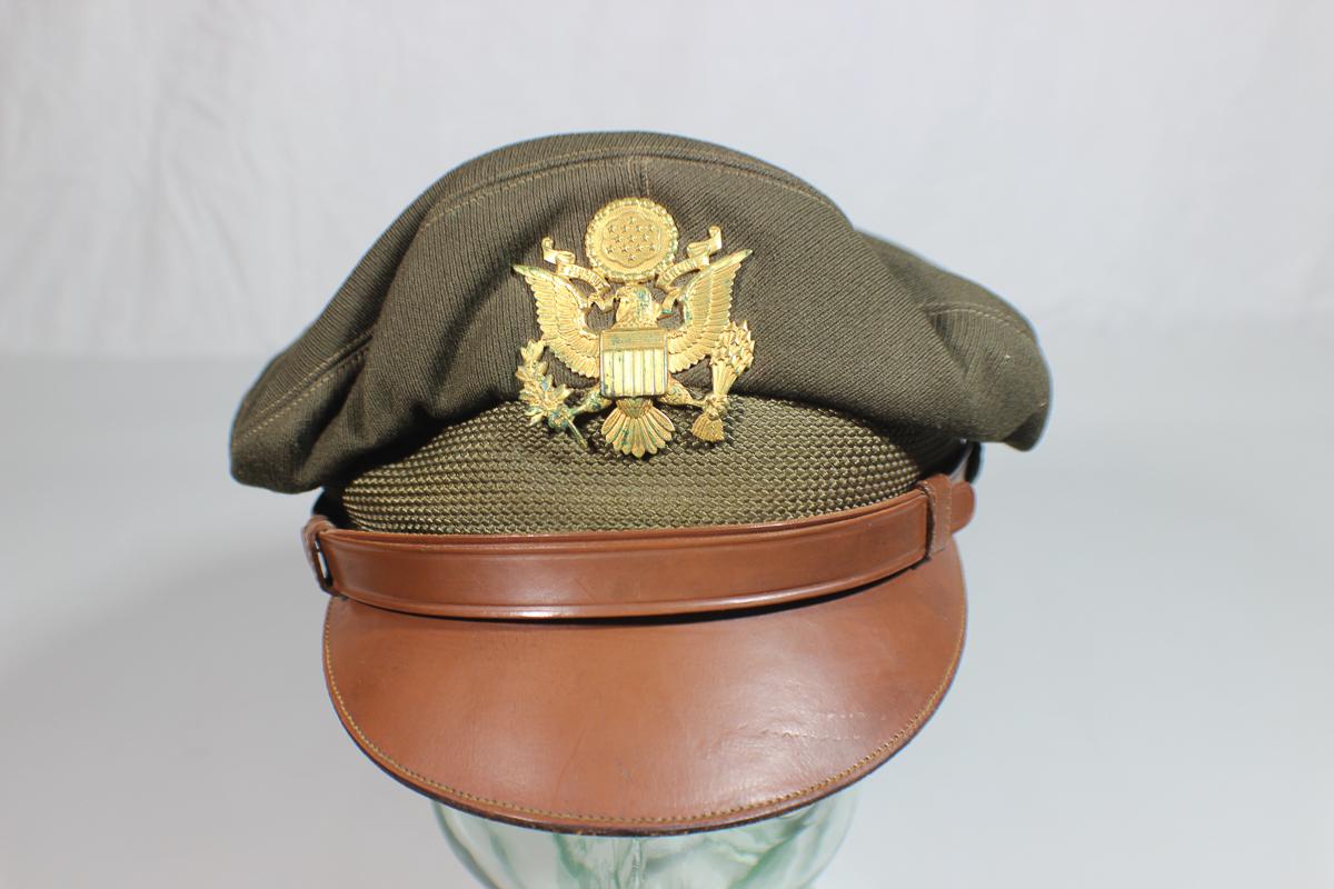 US WW2 True Crusher Visor Cap By Columbia. Named. Beautiful!