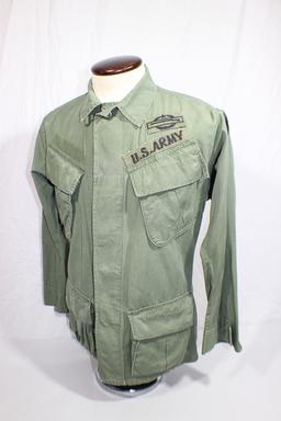 US Vietnam War Poplin Jungle Jacket. Size Extra Small Regular. 1969 Dated. W/ Patches.