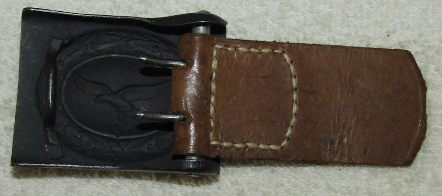 Minty Luftwaffe EM/NCO Belt Buckle With Combat Finish/Leather Tab-FW Assmann & Sohn-1941 Dated