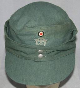 Late War WW2 Nazi Police Summer Weight M43 Type Field Cap For Enlisted-RBNr'ed And Dated 1944