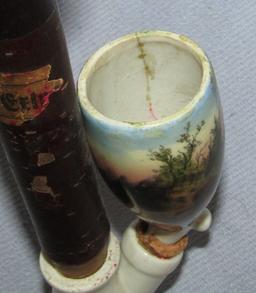 2pcs-Porcelain Hunting Stein And Pipe