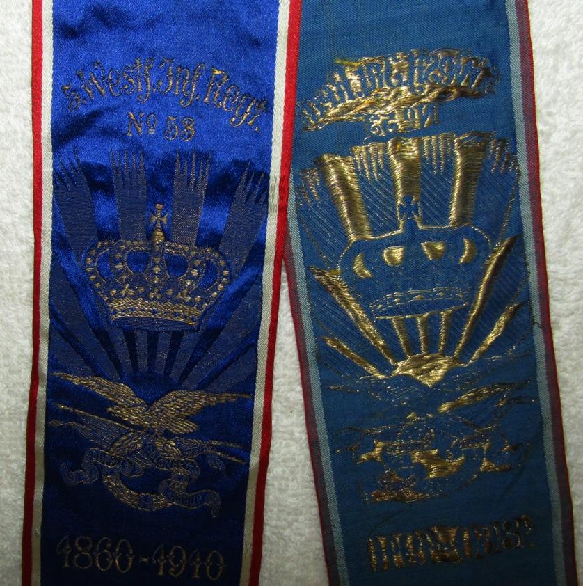 Prussian/Imperial German Silk Commemorative Streamer "5th West Infantry Regt. No. 53"