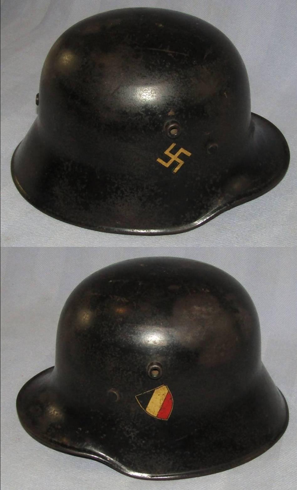 Rare Early NSDAP Nazi State Police Double Decal M18 Helmet W/Liner/Chin Strap