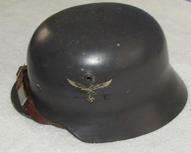 Rare Early WW2 Period Aluminum Shell Double Decal Luftwaffe Helmet W/Liner/Chin Strap