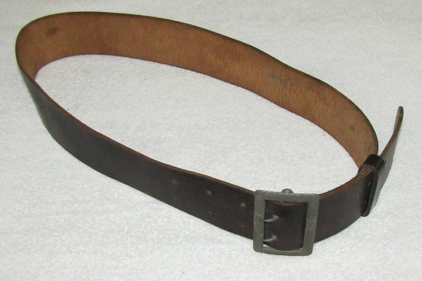 Third Reich Officer's Black Leather Belt With Pebbled Buckle-1939 Dated