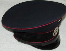 Early Third Reich Nazi Fire Police Visor Cap For Lower ranks-1st Pattern Insignia