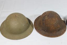 Lot of 4 US WW1 Helmet Shells. 2 Are Ground Dug.