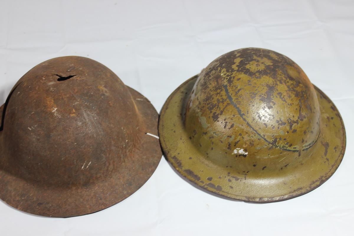 Lot of 4 US WW1 Helmet Shells. 2 Are Ground Dug.